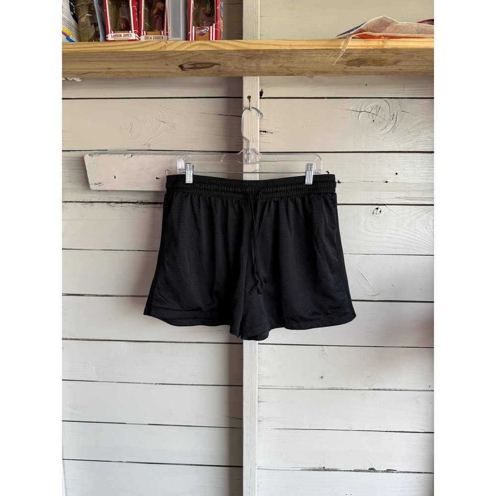 Nike Dri-FIT Women Black Mesh Athletic Training Shorts XL Drawstring Swoosh